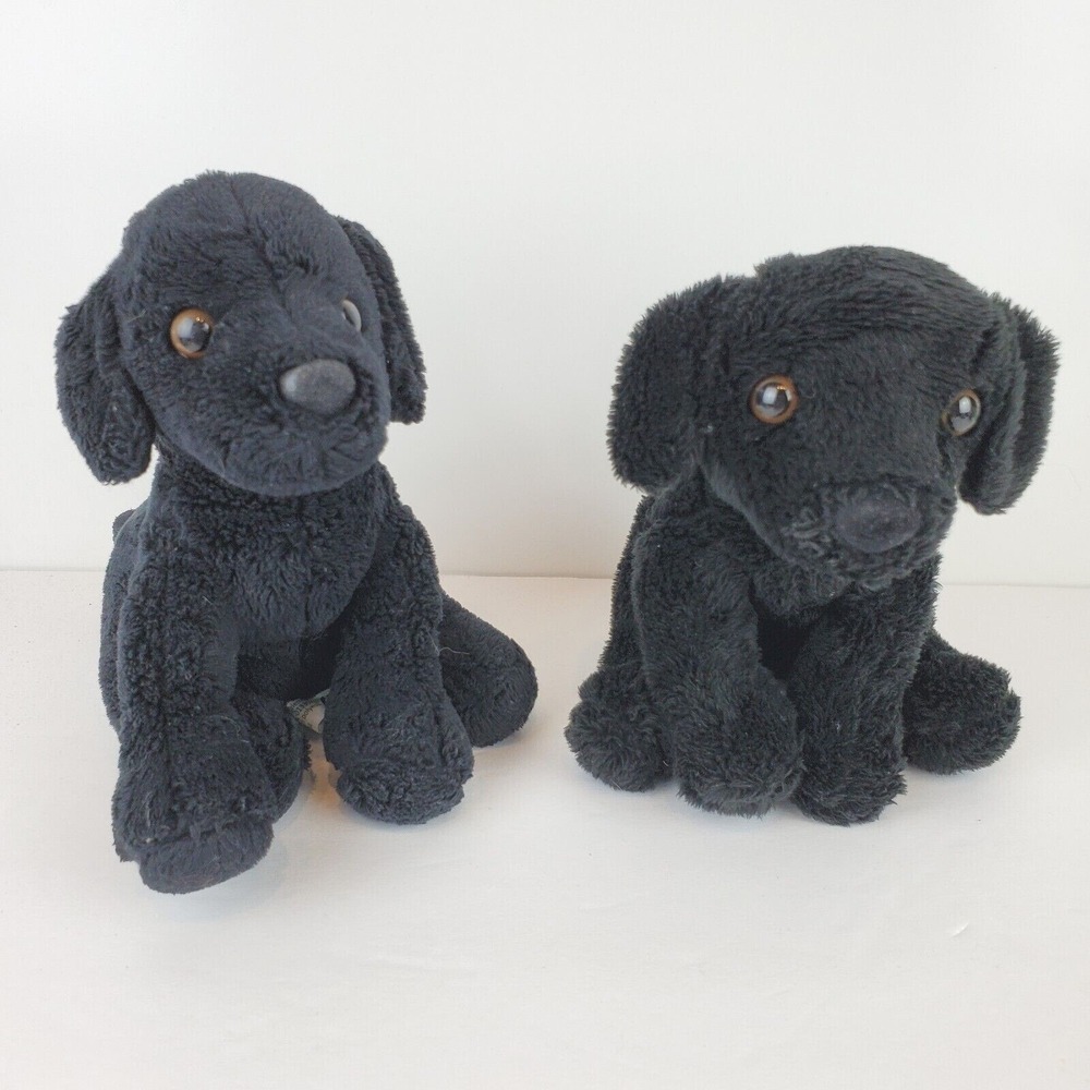 2 Douglas Cuddle Toys Black Labrador Labs Puppy Dogs Stuffed Animals Plush 6"